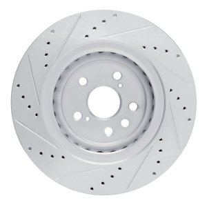 Lexus RX350 Brake Rotor (1) - Front Right - R1 Concepts - Drilled & Slotted - Silver - `20-`25